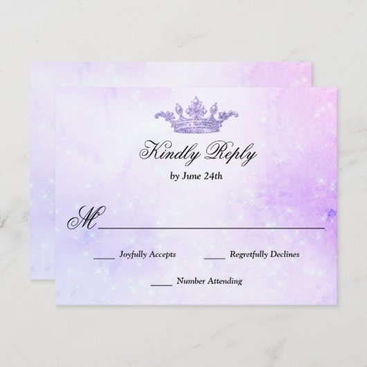 Lilac Lila Quinceanera RSVP Karte (Vorne/Hinten)
