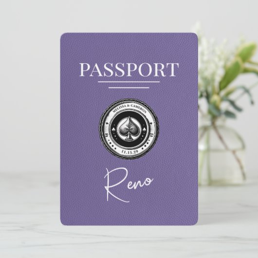 Lilac Lila Reno Passport Save the Date (Stehend Vorderseite)