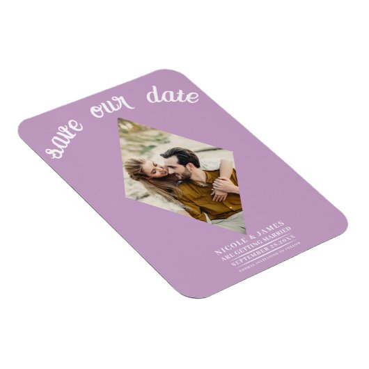 Lilac Lila rosa Foto Hochzeit Speichern Sie das Da Magnet (Rechte Seite)