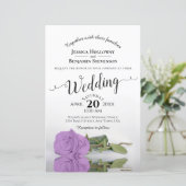 Lilac Lila Rose Chic BUDGET Hochzeit Einladung (Stehend Vorderseite)