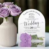 Lilac Lila Rose Elegante Calligrafy Arch Wedding Einladung