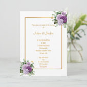 LILAC LILA ROSE EUCALYPTUS WEISSE WEDD EINLADUNG (Stehend Vorderseite)