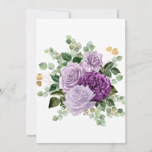 LILAC LILA ROSE EUCALYPTUS WEISSE WEDD EINLADUNG (Rückseite)