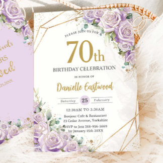 Lilac Lila Rose Floral 70. 80. Geburtstag Liebe Einladung