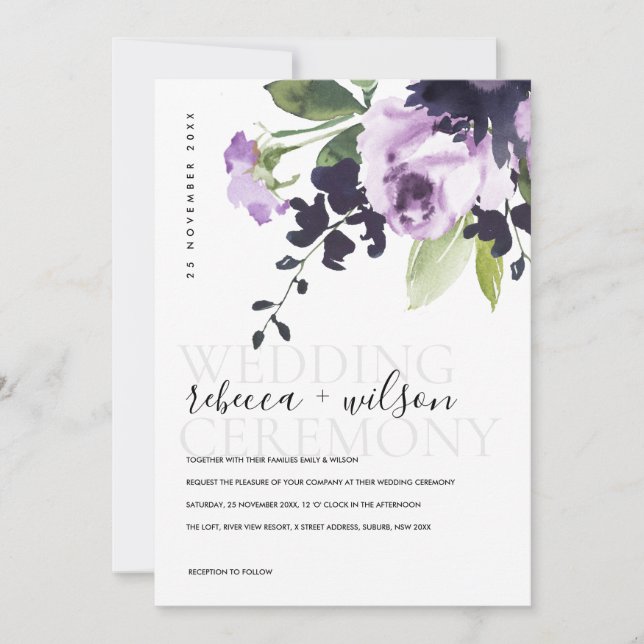 LILAC LILA ROSE FLORAL BUNCH WATERCOLOR WEDD (Vorderseite)