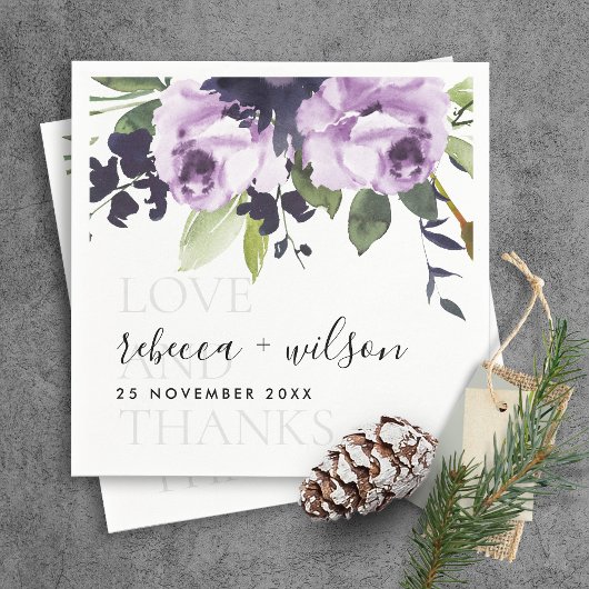 LILAC LILA ROSE FLORALE LIEBE UND DANKE WEDEN SERVIETTE