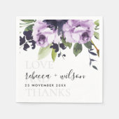 LILAC LILA ROSE FLORALE LIEBE UND DANKE WEDEN SERVIETTE (Vorderseite)