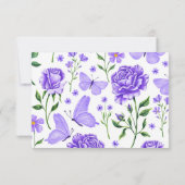 Lilac Lila Rose Quinceañera Response Card RSVP Karte (Rückseite)