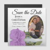 Lilac Lila Rose Save the Date Oval Foto Magnet (Vorne/Hinten)