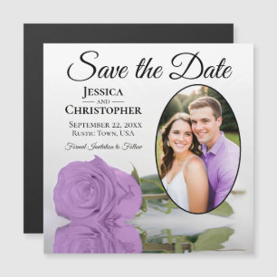 Lilac Lila Rose Save the Date Oval Foto Magnet