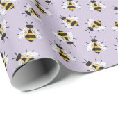 Lilac Lila Rustikale Illustrierte Hummel Geschenkpapier (Rolleneckpunkt)