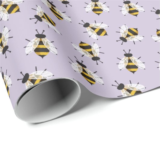 Lilac Lila Rustikale Illustrierte Hummel Geschenkpapier (Rolleneckpunkt)