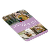 Lilac Lila Save the Date Hochzeit 3 Fotos Magnet (Rechte Seite)