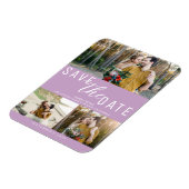 Lilac Lila Save the Date Hochzeit 3 Fotos Magnet (Linke Seite)
