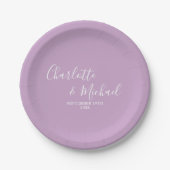 Lilac Lila Script Minimalistisch Wedding Pappteller (Vorderseite)