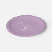 Lilac Lila Script Minimalistisch Wedding Pappteller (Schrägansicht)