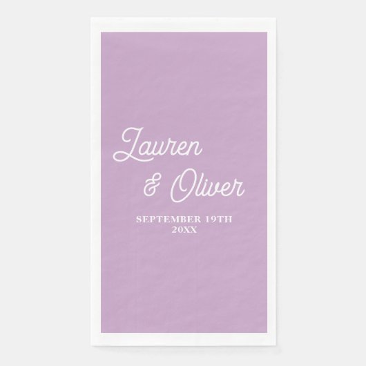 Lilac Lila Script Minimalistisch Wedding Serviette (Vorderseite)