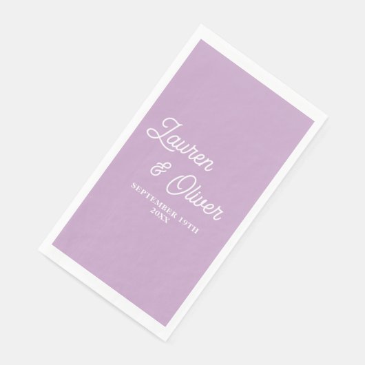 Lilac Lila Script Minimalistisch Wedding Serviette (Ecke)