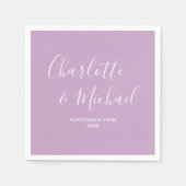 Lilac Lila Script Minimalistisch Wedding Serviette (Vorderseite)