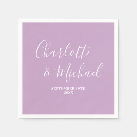 Lilac Lila Script Minimalistisch Wedding Serviette (Vorderseite)