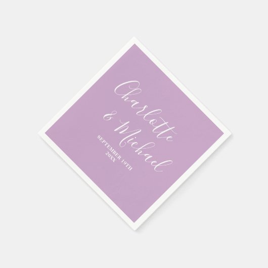 Lilac Lila Script Minimalistisch Wedding Serviette (Ecke)
