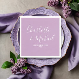 Lilac Lila Script Minimalistisch Wedding Serviette