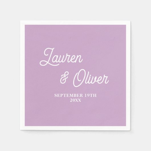 Lilac Lila Script Minimalistisch Wedding Serviette (Vorderseite)