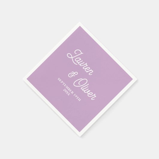 Lilac Lila Script Minimalistisch Wedding Serviette (Ecke)