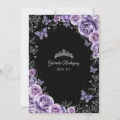 Lilac Lila Silver Black Quinceanera Einladung (Rückseite)