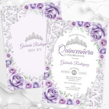 Lilac Lila Silver Floral Quinceanera