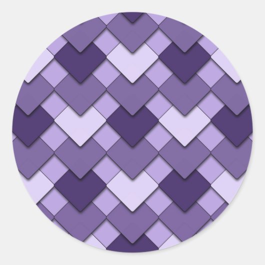 Lilac Lila Square und Diamond Harlequin Pattern Runder Aufkleber (Vorderseite)