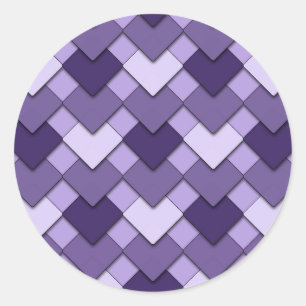 Lilac Lila Square und Diamond Harlequin Pattern Runder Aufkleber