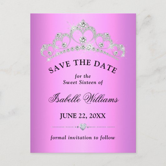 Lilac Lila Sweet 16 Save the Date Postkarte (Vorderseite)