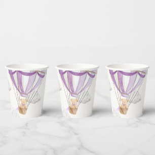 Lilac Lila Teddy Bear Heißluftballon Pappbecher