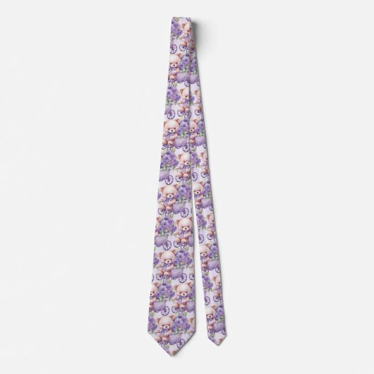 Lilac Lila Teddy Bear Neck Tie Krawatte (Vorderseite)