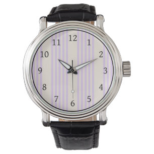 Lilac lila und beige fünf Streifen Armbanduhr