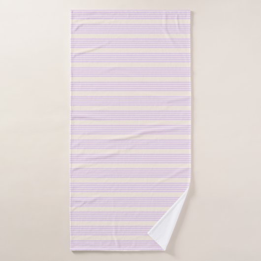 Lilac lila und beige fünf Streifen Badehandtuch (Badehandtuch)