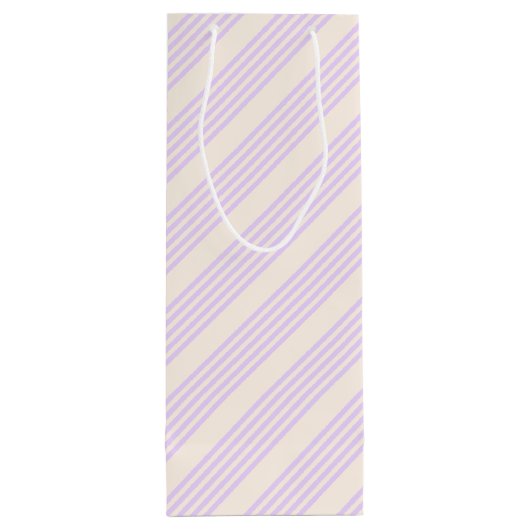 Lilac lila und beige fünf Streifen Geschenktüte Für Weinflaschen (Rückseite)
