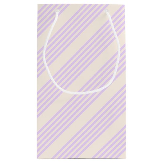 Lilac lila und beige fünf Streifen Kleine Geschenktüte (Rückseite)
