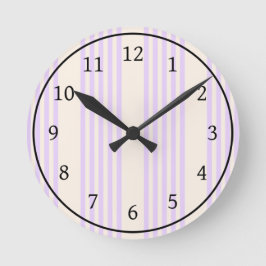 Lilac lila und beige fünf Streifen Runde Wanduhr