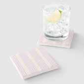 Lilac lila und beige fünf Streifen Steinuntersetzer (Seitenansicht)