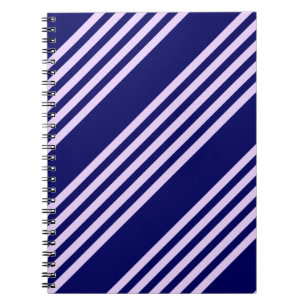 Lilac lila und blau fünf Streifen Muster Notizblock