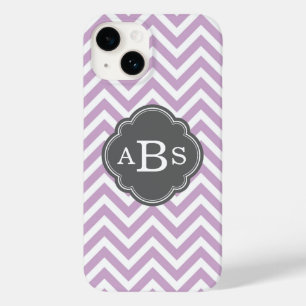 Lilac Lila und Graues Zickzack Monogramm Case-Mate iPhone Hülle