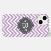 Lilac Lila und Graues Zickzack Monogramm Case-Mate iPhone Hülle (Rückseite (Horizontal))