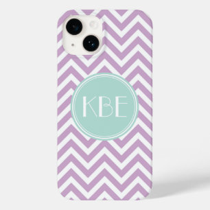 Lilac Lila und Minze Zickzack Monogramm Case-Mate iPhone Hülle