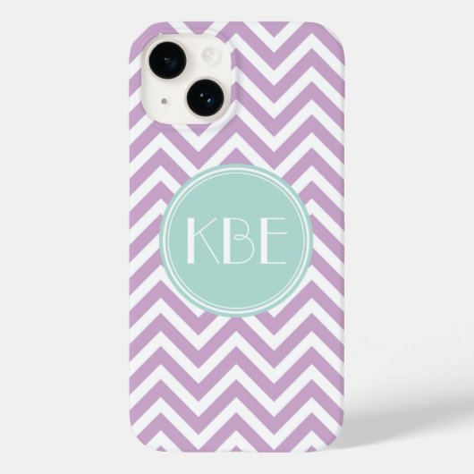 Lilac Lila und Minze Zickzack Monogramm Case-Mate iPhone Hülle (Rückseite)