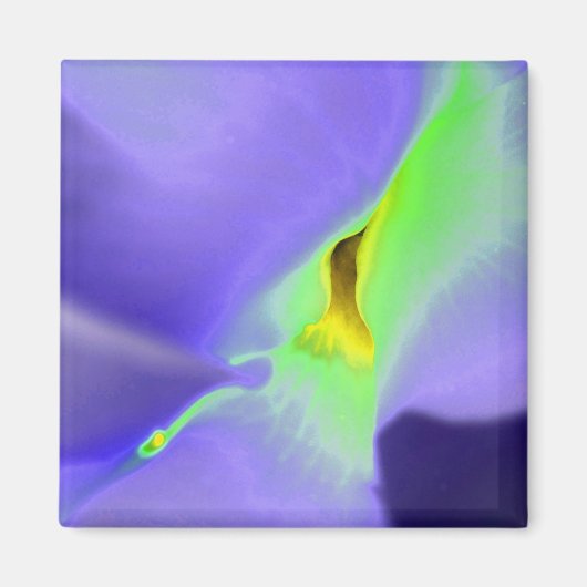 Lilac Lila und Neon Green Floral Design Magnet (Vorne)