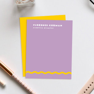 Lilac Lila und sonnige Yellow Wavy Frame Personal Dankeskarte