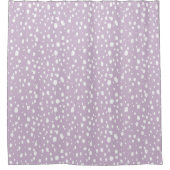 Lilac Lila und weiße Abstrakte Punkte Duschvorhang (Vorderseite)