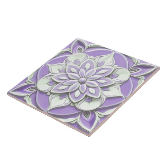 Lilac Lila und weiße Imitate Hilfe Blume Fliese (Seite)